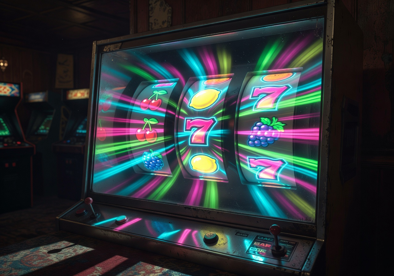 glowing fruit machine reels