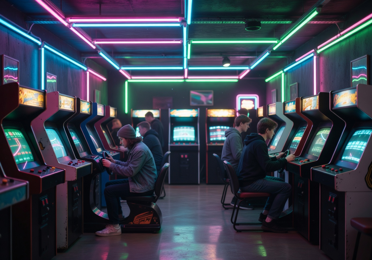 helsinki neon arcade studio interior