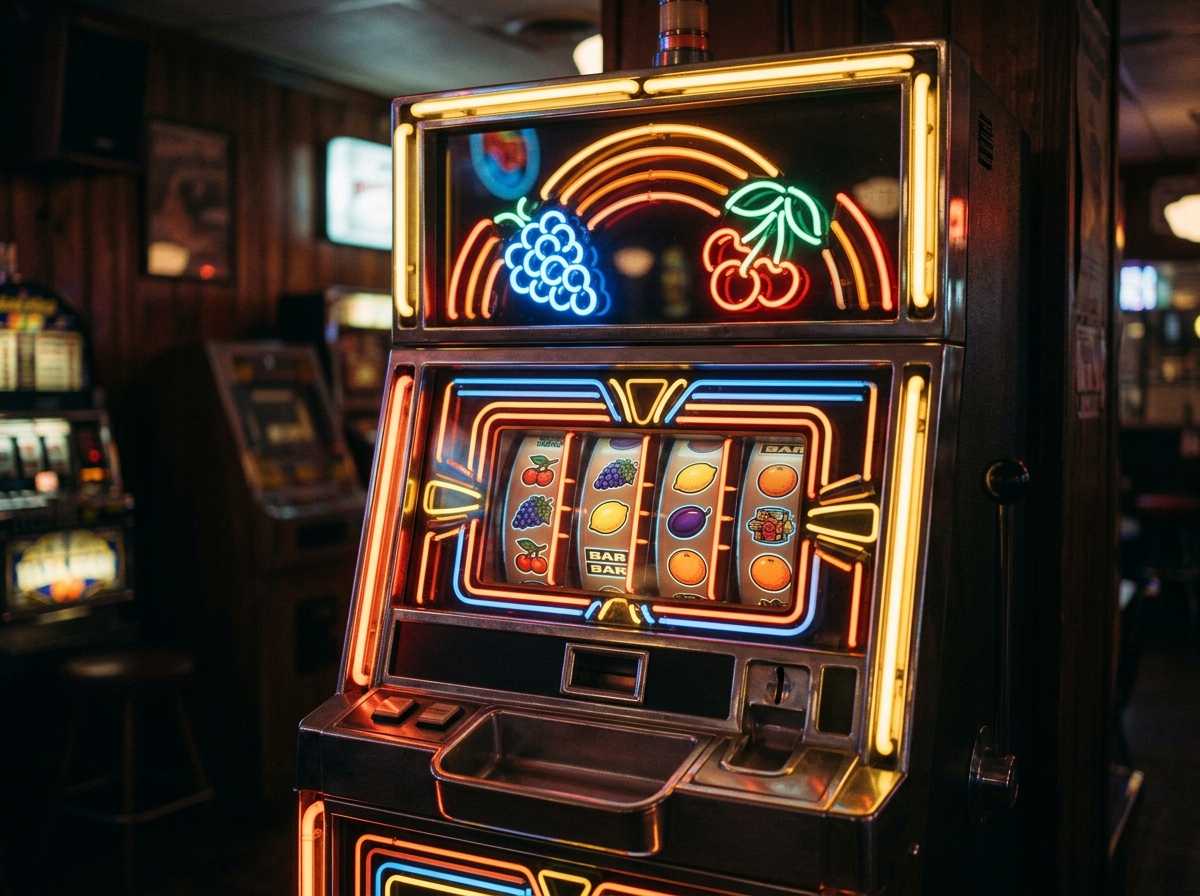 vintage fruit slot machine neon lights